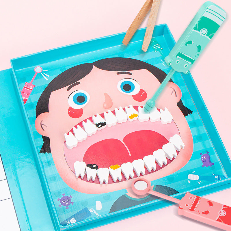 Wooden children simulation medical elution tooth more family small dentist role play early education educational toys