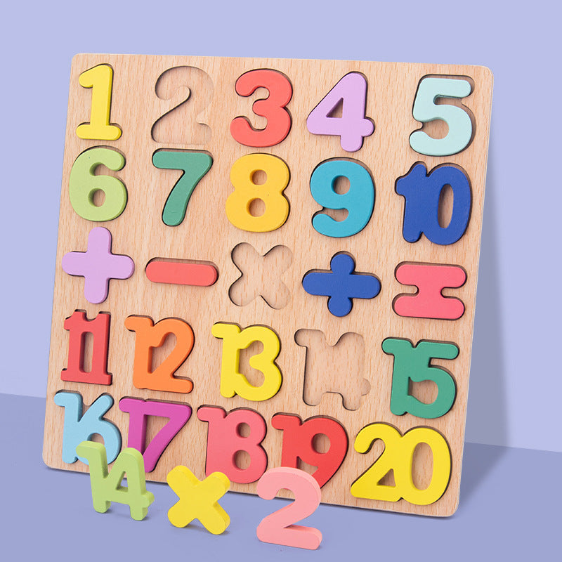 Wooden toys digital letter block puzzle Pinyin shape Cognitive children's early education benefiting sewer park hand