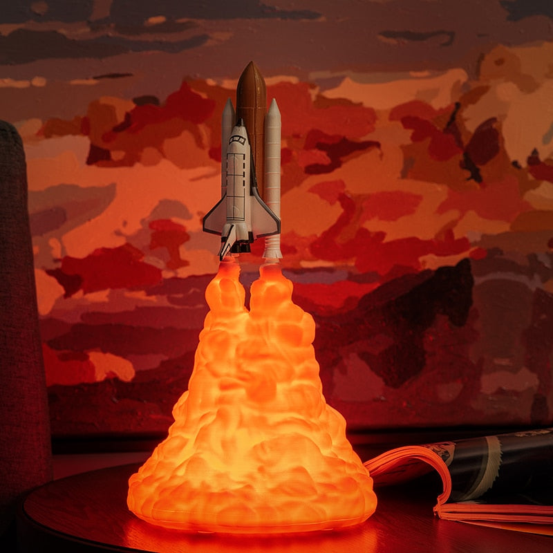 3D Print Space Shuttle Lamp  Rechargeable Night Light For Space Lovers Moon Lamp as Room Decoration