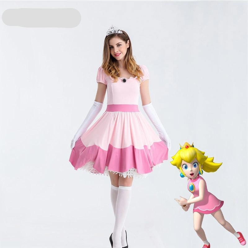 Adult Princess Peach Costume Women Princess Peach Cosplay Halloween Costumes