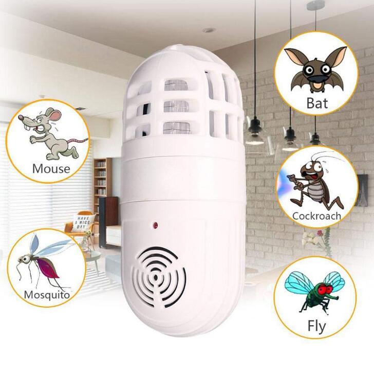 White Ultrasonic Soundwaves Electronic Mosquito Pest Killer Insect Trap Atomic Bug Sonic Zapper Cockroach Repeller
