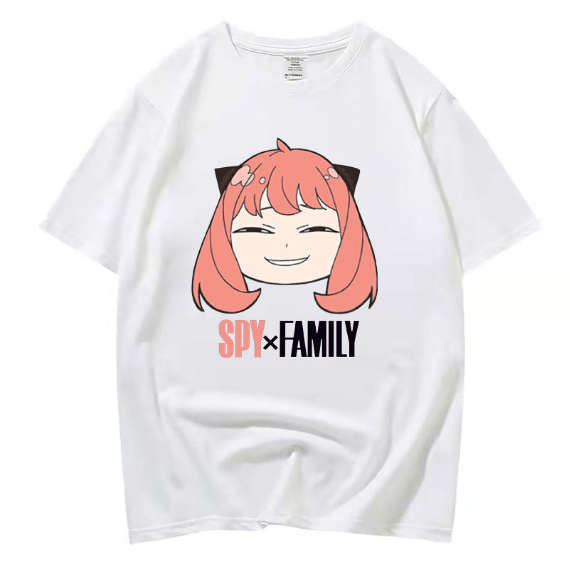2022 new anime character spy play around the house printing round neck men and women short sleeve T-shirt one piece on behalf of the hair