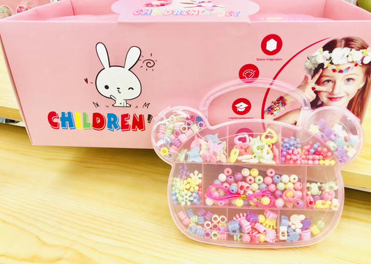 Wholesale children's beaded girl toys handmade DIY production materials package hand chain necklace accessories cartoon gift box beads